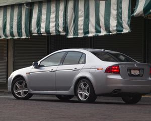 Превью обои acura, tl, 2004, серебряный металлик, вид сбоку, стиль, авто, акура, улица, асфальт