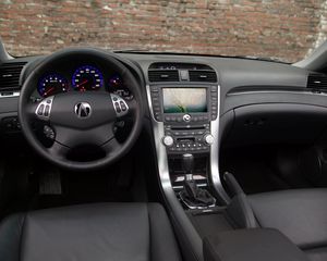 Превью обои acura, tl, 2004, салон, интерьер, руль, спидометр