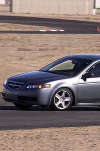 Превью обои acura, tl, 2004, серебряный металлик, вид сбоку, стиль, авто, акура, асфальт