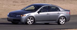 Превью обои acura, tl, 2004, серебряный металлик, вид сбоку, стиль, авто, акура, асфальт