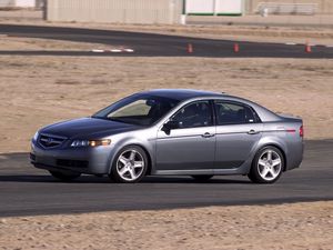 Превью обои acura, tl, 2004, серебряный металлик, вид сбоку, стиль, авто, акура, асфальт