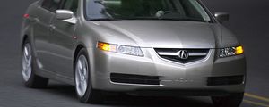 Превью обои acura, tl, 2004, серебряный металлик, вид спереди, стиль, авто, акура, асфальт