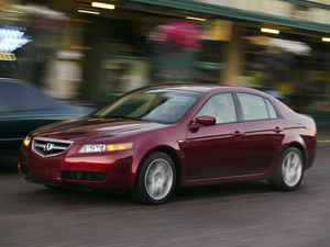 Превью обои acura, tl, 2004, красный, вид сбоку, стиль, акура, авто, скорость, огни, улица