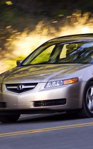 Превью обои acura, tl, 2004, серый металлик, вид сбоку, стиль, акура, авто, скорость, природа