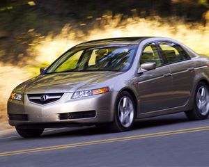 Превью обои acura, tl, 2004, серый металлик, вид сбоку, стиль, акура, авто, скорость, природа