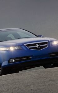 Превью обои acura, tl, 2007, синий, вид спереди, стиль, авто, акура, асфальт