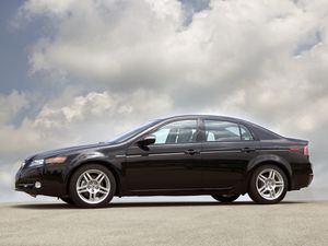 Превью обои acura, tl, 2007, черный, вид сбоку, стиль, акура, авто, облака