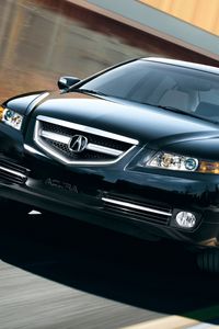 Превью обои acura, tl, 2007, черный, вид спереди, стиль, акура, авто, скорость, трасса