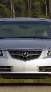 Превью обои acura, tl, 2007, серебряный металлик, вид спереди, стиль, акура, авто, природа