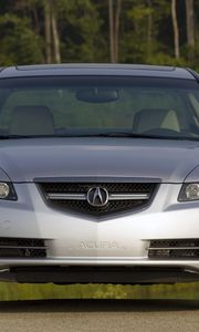 Превью обои acura, tl, 2007, серебряный металлик, вид спереди, стиль, акура, авто, природа