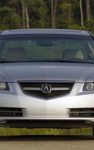 Превью обои acura, tl, 2007, серебряный металлик, вид спереди, стиль, акура, авто, природа