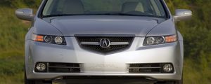 Превью обои acura, tl, 2007, серебряный металлик, вид спереди, стиль, акура, авто, природа