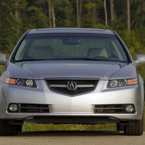 Превью обои acura, tl, 2007, серебряный металлик, вид спереди, стиль, акура, авто, природа