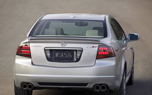 Превью обои acura, tl, 2007, серый металлик, вид сзади, стиль, авто, акура, асфальт