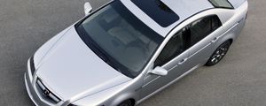 Превью обои acura, tl, 2007, серебряный металлик, вид сверху, стиль, авто, акура, асфальт