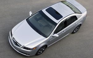 Превью обои acura, tl, 2007, серебряный металлик, вид сверху, стиль, авто, акура, асфальт