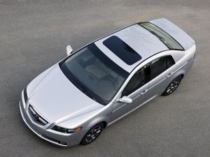 Превью обои acura, tl, 2007, серебряный металлик, вид сверху, стиль, авто, акура, асфальт