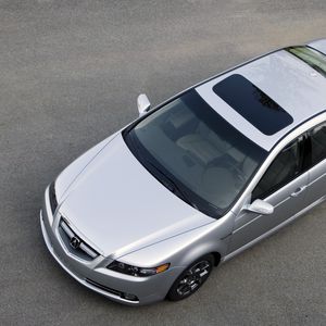 Превью обои acura, tl, 2007, серебряный металлик, вид сверху, стиль, авто, акура, асфальт