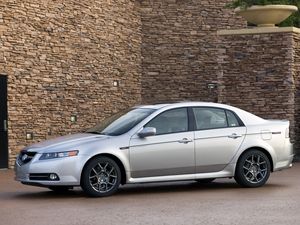 Превью обои acura, tl, 2007, серебряный металлик, вид сбоку, стиль, авто, акура, здание, асфальт