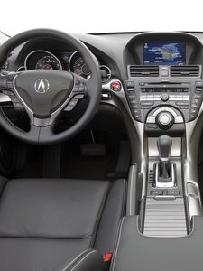 Превью обои acura, tl, 2008, салон, интерьер, руль, спидометр