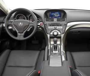 Превью обои acura, tl, 2008, салон, интерьер, руль, спидометр