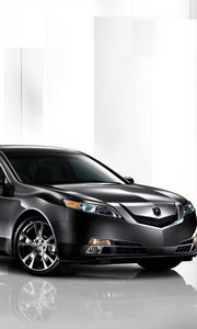 Превью обои acura, tl, 2008, черный, вид сбоку, стиль, авто, акура, отражение