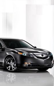 Превью обои acura, tl, 2008, черный, вид сбоку, стиль, авто, акура, отражение