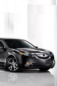 Превью обои acura, tl, 2008, черный, вид сбоку, стиль, авто, акура, отражение