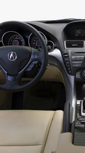 Превью обои acura, tl, 2008, салон, интерьер, руль, спидометр