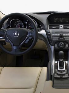 Превью обои acura, tl, 2008, салон, интерьер, руль, спидометр