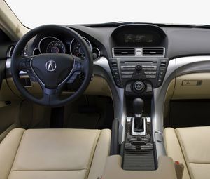 Превью обои acura, tl, 2008, салон, интерьер, руль, спидометр