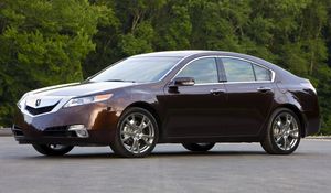 Превью обои acura, tl, 2008, бордовый, вид сбоку, стиль, акура, авто, деревья