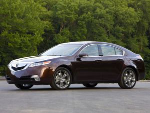 Превью обои acura, tl, 2008, бордовый, вид сбоку, стиль, акура, авто, деревья