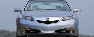 Превью обои acura, tl, 2011, серебряный металлик, вид спереди, стиль, акура, небо, природа, асфальт