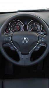 Превью обои acura, tl, 2011, салон, интерьер, руль, спидометр