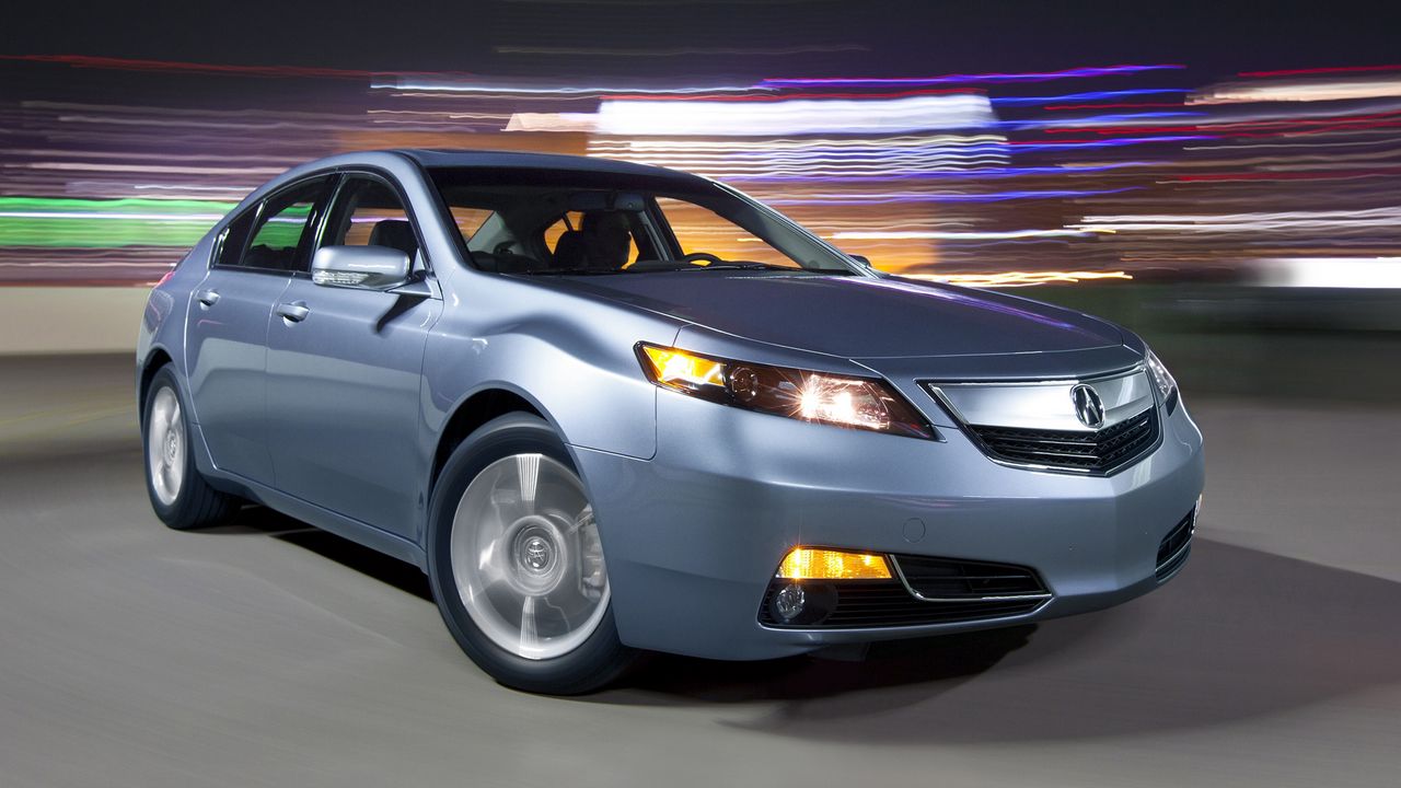 Обои acura, tl, 2011, голубой металлик, вид спереди, стиль, авто, акура, асфальт, огни, скорость