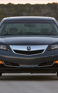 Превью обои acura, tl, 2011, синий, вид спереди, стиль, авто, акура, деревья, асфальт