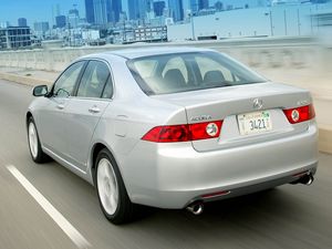 Превью обои acura, tsx, 2003, серебряный металлик, вид сзади, стиль, авто, акура, скорость, улица, город, асфальт