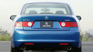 Превью обои acura, tsx, 2003, синий, вид сзади, стиль, авто, акура, природа, асфальт