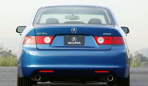 Превью обои acura, tsx, 2003, синий, вид сзади, стиль, авто, акура, природа, асфальт