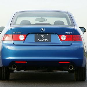 Превью обои acura, tsx, 2003, синий, вид сзади, стиль, авто, акура, природа, асфальт