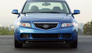 Превью обои acura, tsx, 2003, синий, вид спереди, стиль, авто, акура, асфальт