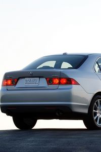 Превью обои acura, tsx, 2006, серый металлик, вид сзади, стиль, авто, акура, асфальт