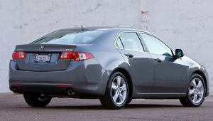 Превью обои acura, tsx, 2008, серый металлик, вид сбоку, стиль, авто, акура, стена, асфальт