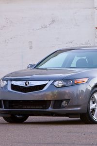 Превью обои acura, tsx, 2008, серый, вид спереди, стиль, авто, акура, асфальт