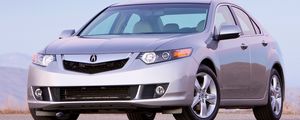 Превью обои acura, tsx, 2008, серебряный металлик, вид спереди, стиль, авто, акура, небо