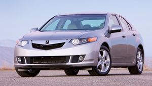 Превью обои acura, tsx, 2008, серебряный металлик, вид спереди, стиль, авто, акура, небо