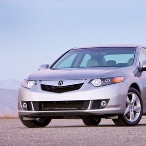 Превью обои acura, tsx, 2008, серебряный металлик, вид спереди, стиль, авто, акура, небо