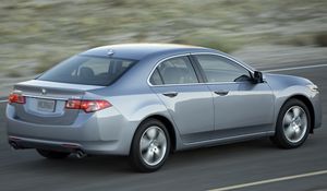 Превью обои acura, tsx, 2010, серый металлик, вид сбоку, стиль, авто, акура, скорость, природа, асфальт