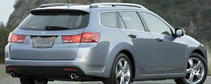 Превью обои acura, tsx, 2010, голубой металлик, вид сзади, стиль, авто, акура, природа, асфальт